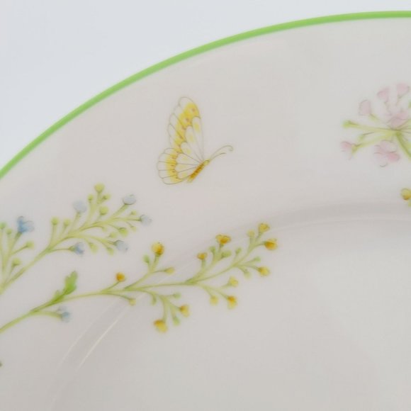 Noritake Reverie Green Trim 2 Salad Plates, Wildflower & Butterfly Spring Dishes - Picture 4 of 9